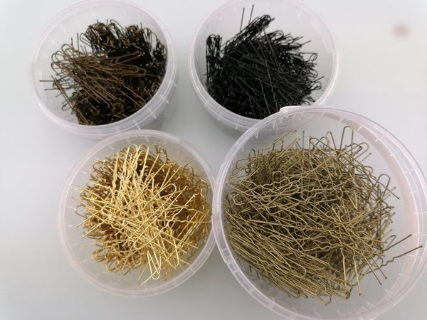 500 Gramm Haarnadeln gewellt - ca. 4,5 cm - verschiedene Farben - Made in Europe