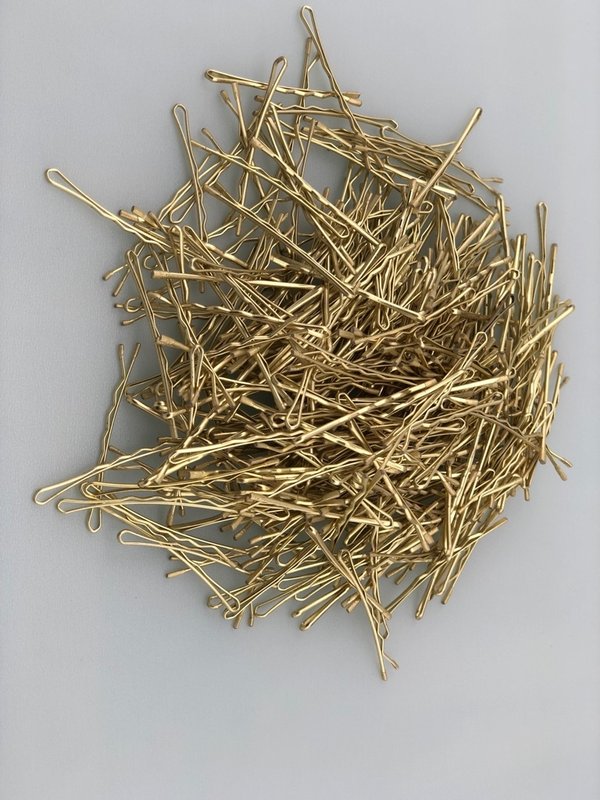 1 KG (ca. 1200 Stück) Haarklemmen gewellt - gold - 5 cm - tropfenförmige Enden