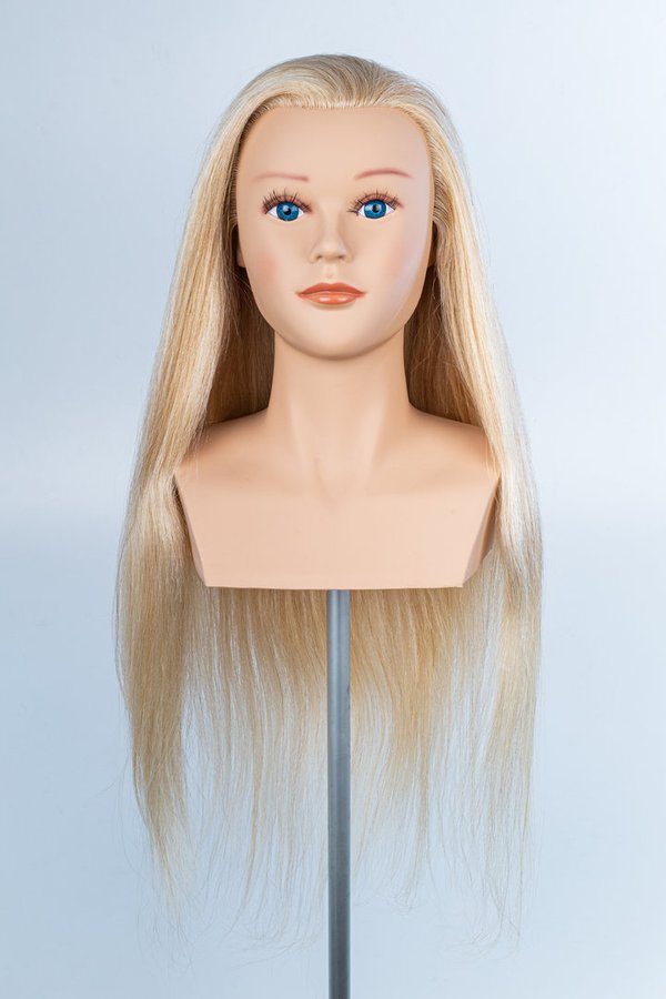 Lina Blue Eyes Übungskopf - blond - 200 gr. mensch. Echthaar - Länge 55-60 cm -