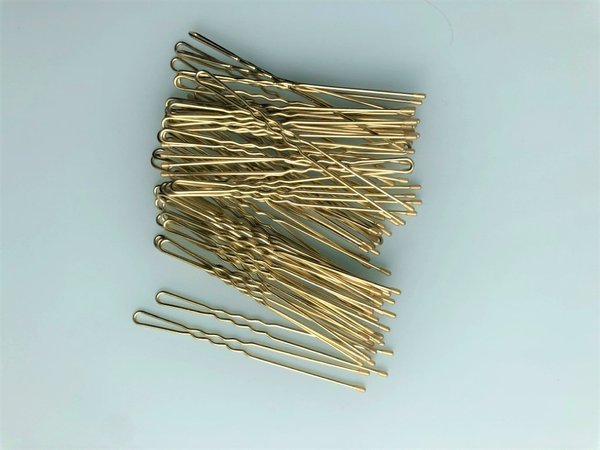 500 gr. (ca. 335 Stück) Haarnadeln gewellt - 8 cm - gold